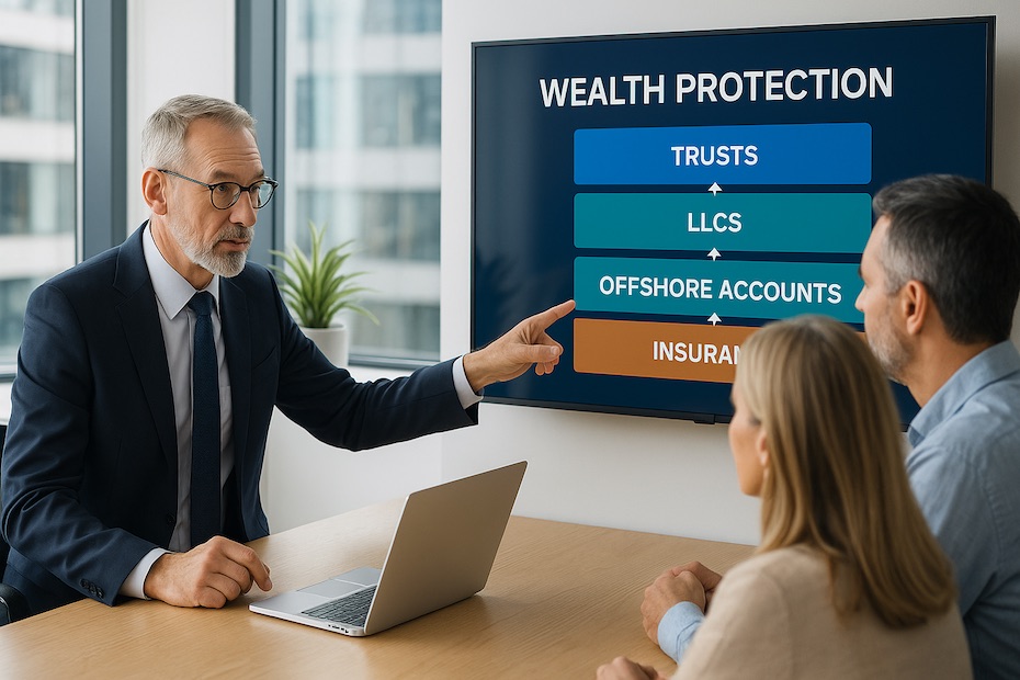 Financial advisor guiding clients through asset protection strategies